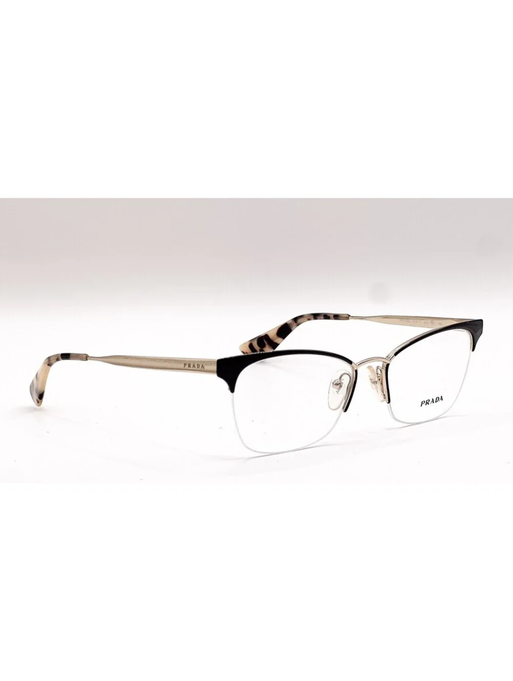 Prada Vpr 65Q QE3-1O1 Black Gold Cat Eye Authentic Eyeglass Frames 51-17-140